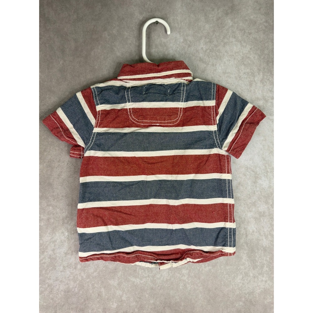Tommy Bahama Button Down Shirt Boys 18M Red Blue Striped Short Sleeve Marlin - Picture 5 of 6